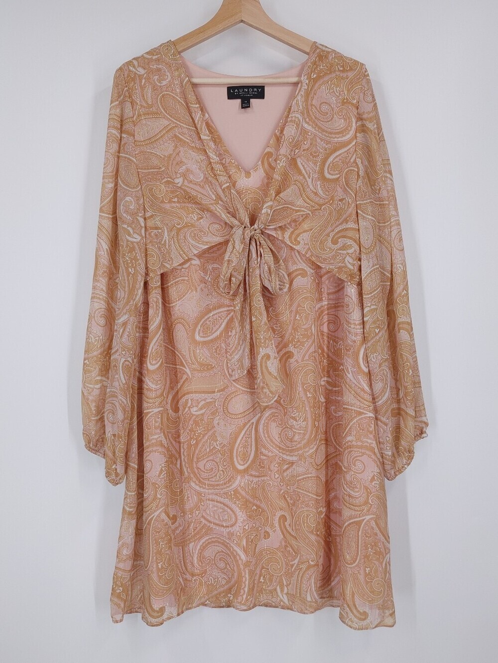 Laundry by Shelli Segal Paisley Chiffon Long Sleeve Dress
